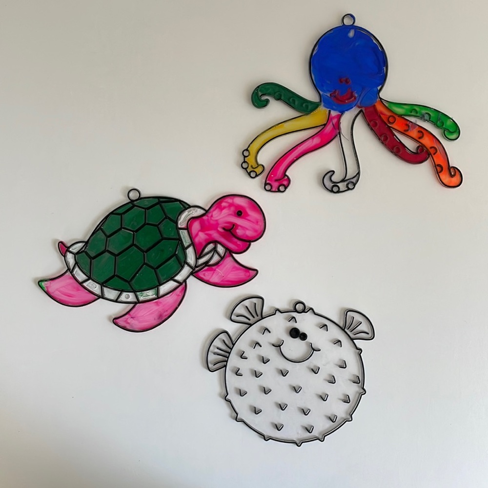 Beach Theme Plastic DIY Sun Catchers - Stained Glass - Art Craft Summer Activity